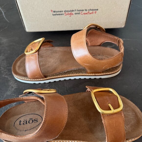New In Box - Taos "On the Double" Sandals - Size 9-9.5 US, Caramel (sz EU 40) - Picture 7 of 8